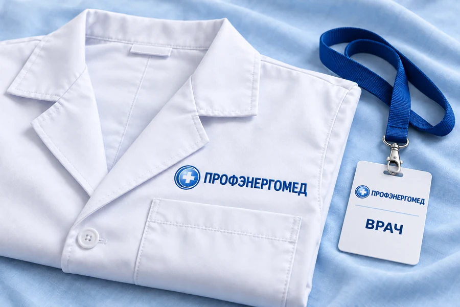 Форма и бейдж — концептуальный мокап ПрофЭнергоМеда